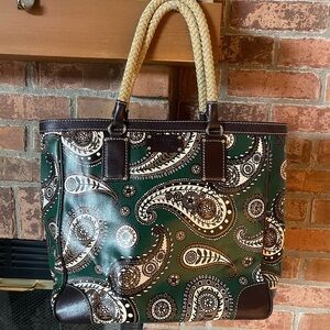 Kate Spade Kasmir Esti Coated Forest Green Paisley Tote